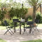 vidaXL 5-delige Tuin Eettafelset - Zwart Textilene en Staal, Tuin en Terras, Verzenden, Nieuw, Textileen