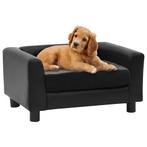 vidaXL Hondenbank 60x43x30 cm pluche en kunstleer zwart, Dieren en Toebehoren, Verzenden, Nieuw