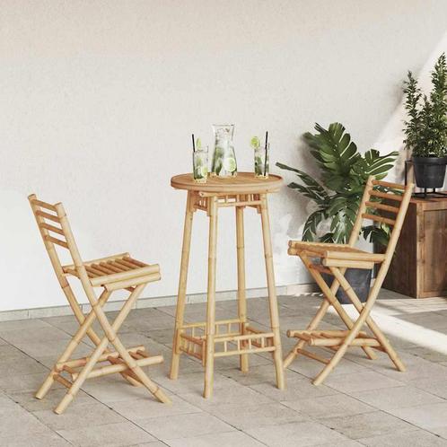 vidaXL 3-delige Barset voor buiten opvouwbaar bamboe, Tuin en Terras, Tuinsets en Loungesets, Nieuw, 2 zitplaatsen, Hout, Verzenden