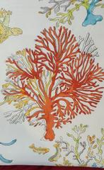 300x280cm! Mediterraanse stof met schildpadden en koraal -
