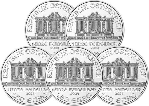 5 Troy Ounce - Zilver .999 - Philharmonique 2024 - 155,5, Postzegels en Munten, Edelmetalen en Baren