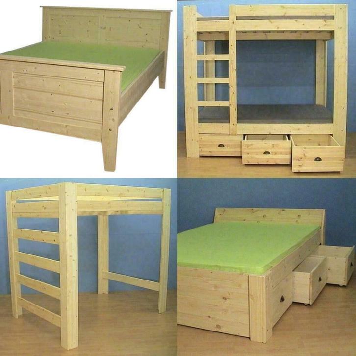 2 persoonsbed-hoogslaper- 4 pers.stapelbed in 35 matrasmaten, Huis en Inrichting, Slaapkamer | Bedden, Nieuw