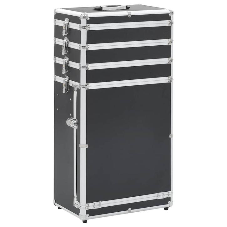 vidaXL Make-up trolley aluminium zwart, Sieraden, Tassen en Uiterlijk, Toilettassen, Zwart, Nieuw, Verzenden