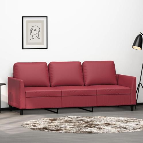 vidaXL Driezitsbank 180 cm kunstleer wijnrood, Huis en Inrichting, Banken | Bankstellen, Nieuw, 200 tot 250 cm, Leer, Driepersoons