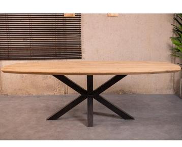 Eiken Eettafel Deens Ovaal met spinpoot - 220x110 cm |