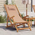 vidaXL Strandstoel inklapbaar massief eucalyptushout en stof, Tuin en Terras, Tuinstoelen, Verzenden, Nieuw, Hout