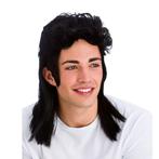 Pruik 80s rocker zwart matje, Verzenden, Nieuw, Feestartikel