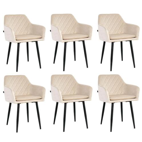 Lina® Noble - Velvet Eetkamerstoelen - Set van 6 - Beige, Huis en Inrichting, Stoelen, Vijf, Zes of meer stoelen, Overige kleuren