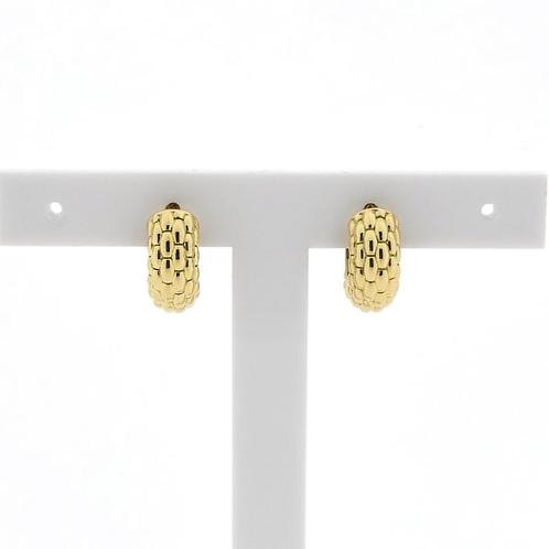 18 Krt. Gouden half-ronde creolen; FOPE (oorstekers), Sieraden, Tassen en Uiterlijk, Oorbellen, Overige kleuren, Gebruikt, Goud