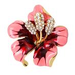 Fako Bijoux - Broche - Orchidee - 47x50mm - Roze/Rood, Verzenden, Nieuw