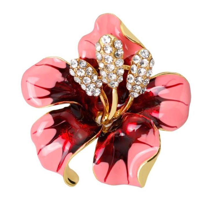 Fako Bijoux - Broche - Orchidee - 47x50mm - Roze/Rood, Sieraden, Tassen en Uiterlijk, Broches, Verzenden