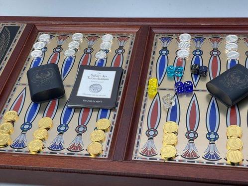 24 Karat Gold Plated Backgommon Tutankhamun by Franklin Mint, Antiek en Kunst, Curiosa en Brocante