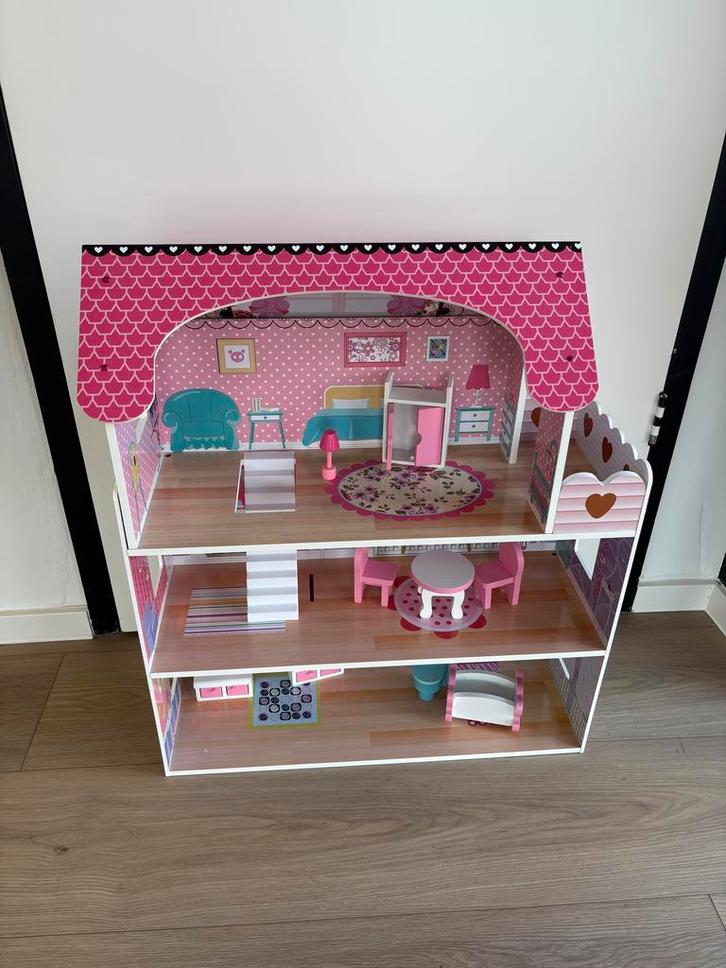 Houten Poppenhuis Roze Kids, Kinderen en Baby's, Speelgoed | Houten speelgoed, Gebruikt