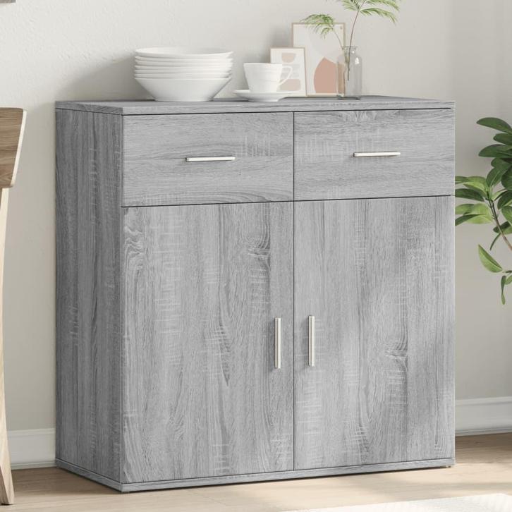 vidaXL Dressoir 79x38x80 cm bewerkt hout grijs sonoma, Huis en Inrichting, Kasten | Dressoirs, 25 tot 50 cm, Nieuw, 50 tot 100 cm