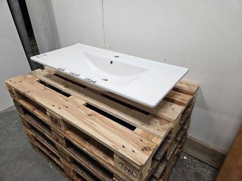Wastafel 100 x 45 cm keramiek wit met 1 kraangat, Doe-het-zelf en Verbouw, Sanitair, Kraan, Nieuw, Ophalen of Verzenden