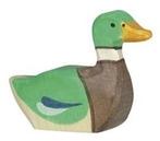 Holztiger - Houten Dieren - Eend mannetje 6,5 cm, Nieuw