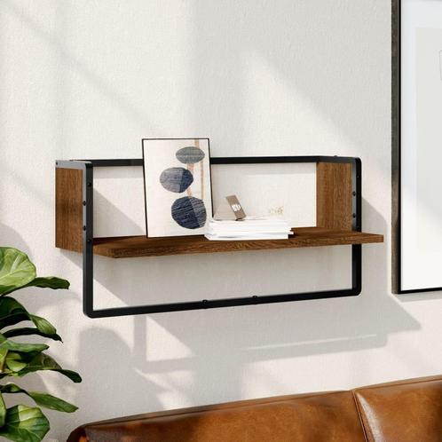 vidaXL Wandschap met stang 65x25x30 cm bruin eikenkleur, Huis en Inrichting, Woonaccessoires | Wandplanken en Boekenplanken, Nieuw
