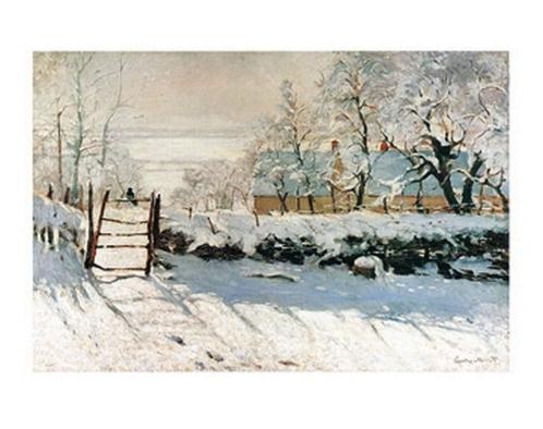 Kunstdruk Claude Monet - La pie 70x50cm, Huis en Inrichting, Woonaccessoires | Schilderijen, Tekeningen en Foto's, Nieuw, Verzenden
