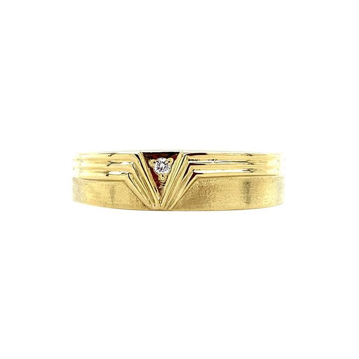 Gouden heren ring met diamant 14 karaat, Sieraden, Tassen en Uiterlijk, Ringen, Wit, Zo goed als nieuw, Goud, Verzenden