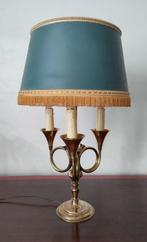 Lamp - Bouillotte met jachthoorns - Drie vuren - Messing, Antiek en Kunst