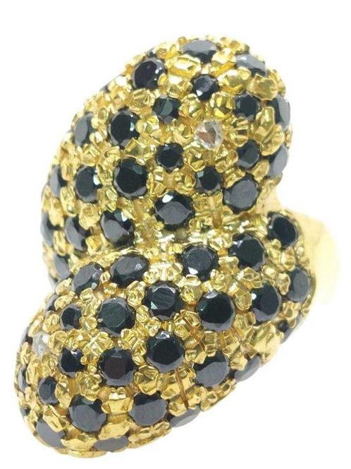 Zonder Minimumprijs - Ring - 9 kt. Geel goud, Zilver Diamant, Sieraden, Tassen en Uiterlijk, Ringen