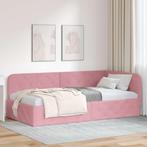 vidaXL Hoekbedframe met hoofdeinde Roze 100 x 200 cm Fluweel, Verzenden, Nieuw, Stof
