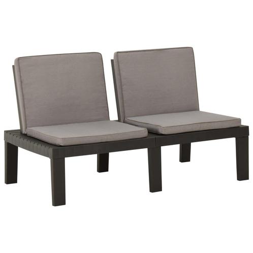 vidaXL Loungebank met kussen kunststof grijs, Tuin en Terras, Tuinbanken, Nieuw, Kunststof, Verzenden