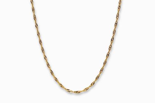 Gouden Singapore Twisted Chain Ketting 14K, Sieraden, Tassen en Uiterlijk, Kettingen, Goud, Nieuw, Goud, Verzenden