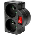 Benson Stopcontact duo met schakelaar - 250V - zwart, Doe-het-zelf en Verbouw, Elektra en Kabels, Ophalen of Verzenden, Nieuw