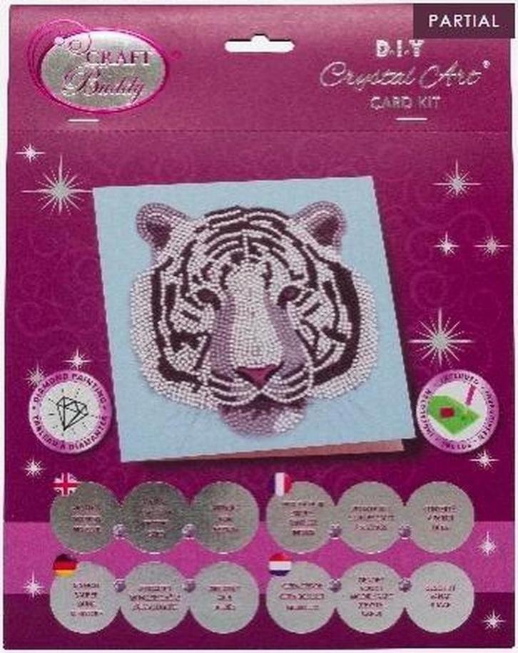 Crystal Art Diamond Painting Kaart Witte Tijger, Hobby en Vrije tijd, Knutselen, Ophalen of Verzenden
