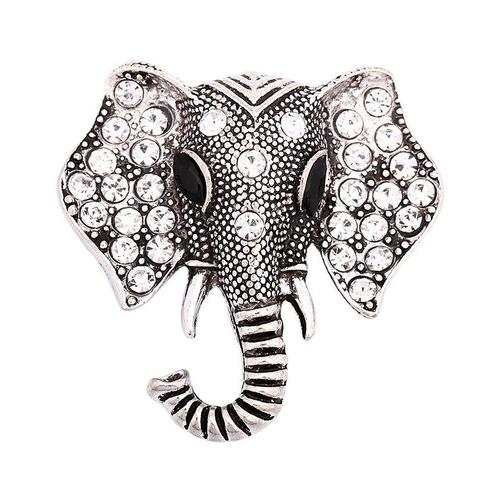 Fako Bijoux® - Click Button - Olifant Strass - Wit, Sieraden, Tassen en Uiterlijk, Armbanden, Verzenden