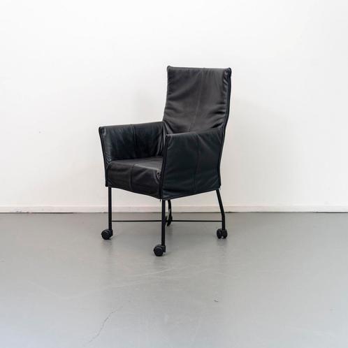 12x Montis Chaplin Stoel Zwart Leer - Zwart/Wiel, Huis en Inrichting, Stoelen, Zwart, Zo goed als nieuw, Leer, Metaal, Ophalen