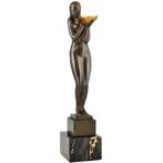 F. Guiraud - sculptuur, kubistische vrouw met schaal - 33.5, Antiek en Kunst