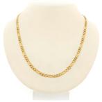 18 Krt. Gouden figaro schakel ketting | 63 cm (karabijnhaak), Sieraden, Tassen en Uiterlijk, Kettingen, Ophalen of Verzenden, Gebruikt