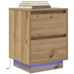 vidaXL Nachtkastje met LED-verlichting 38x34x50 cm, Verzenden, Nieuw, Hout