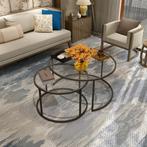 Salontafel set van 2 Kokkola transparant en zwart [en.casa], Huis en Inrichting, Tafels | Salontafels, Verzenden, Nieuw