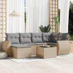 vidaXL 7-delige Loungeset met kussens poly rattan beige, Verzenden, Nieuw, Rotan, Loungeset
