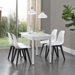 Eethoek Lendava 5-delig tafel met 4 stoelen wit en wit/zwart, Huis en Inrichting, Verzenden, Nieuw