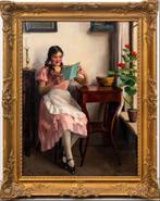 Emil Pap (1884-1955) - Reading young girl