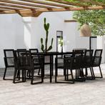 vidaXL 9-delige Tuinset zwart, Verzenden, Nieuw, 8 zitplaatsen, Rvs