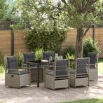 vidaXL 7-delige Tuin Eetset Lichtgrijs Poly Rattan, Tuin en Terras, Tuinstoelen, Verzenden, Nieuw, Rotan