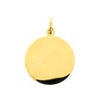 Gouden graveerplaatje rond (kettinghanger, gouden hanger), Sieraden, Tassen en Uiterlijk, Bedels, Ophalen of Verzenden, Gebruikt