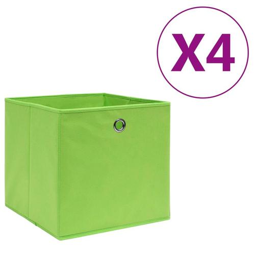 vidaXL Opbergboxen 4 st 28x28x28 cm nonwoven stof groen, Huis en Inrichting, Woonaccessoires | Kisten, Nieuw, Verzenden