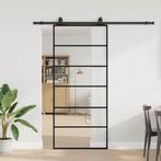 vidaXL Schuifdeur met beslagset 90x205 cm ESG glas zwart, Doe-het-zelf en Verbouw, Deuren en Horren, Verzenden, Nieuw