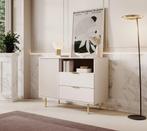 Meubella Dressoir Nicola beige goud 100 cm, Huis en Inrichting, Kasten | Dressoirs, 100 tot 150 cm, Verzenden, Nieuw, Modern
