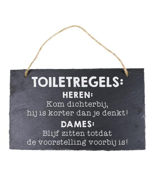 Leisteen Bordje Toiletregels 25cm, Hobby en Vrije tijd, Feestartikelen, Nieuw, Verzenden