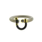 Tricolor ring met diamant; 0,06 ct., Overige materialen, Gebruikt, Overige kleuren, Ophalen of Verzenden