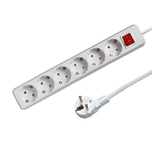 Tafelcontactdoos wit NL 6-voudig met schakelaar 1.5 meter..., Huis en Inrichting, Lampen | Overige, Nieuw, Ophalen of Verzenden