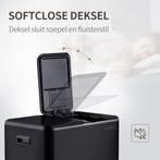 Prullenbak Malta 60L Zwart – Duo Vakken in Modern Design, Verzenden, Nieuw