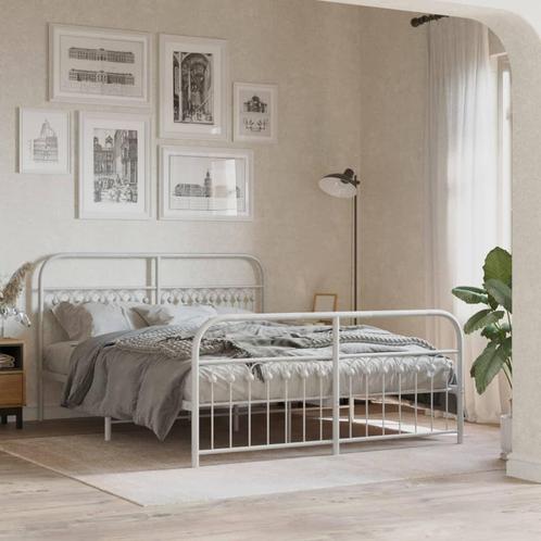 vidaXL Bedframe met hoofd- en voeteneinde metaal wit 150x200, Huis en Inrichting, Slaapkamer | Bedden, Overige maten, 200 cm, Wit